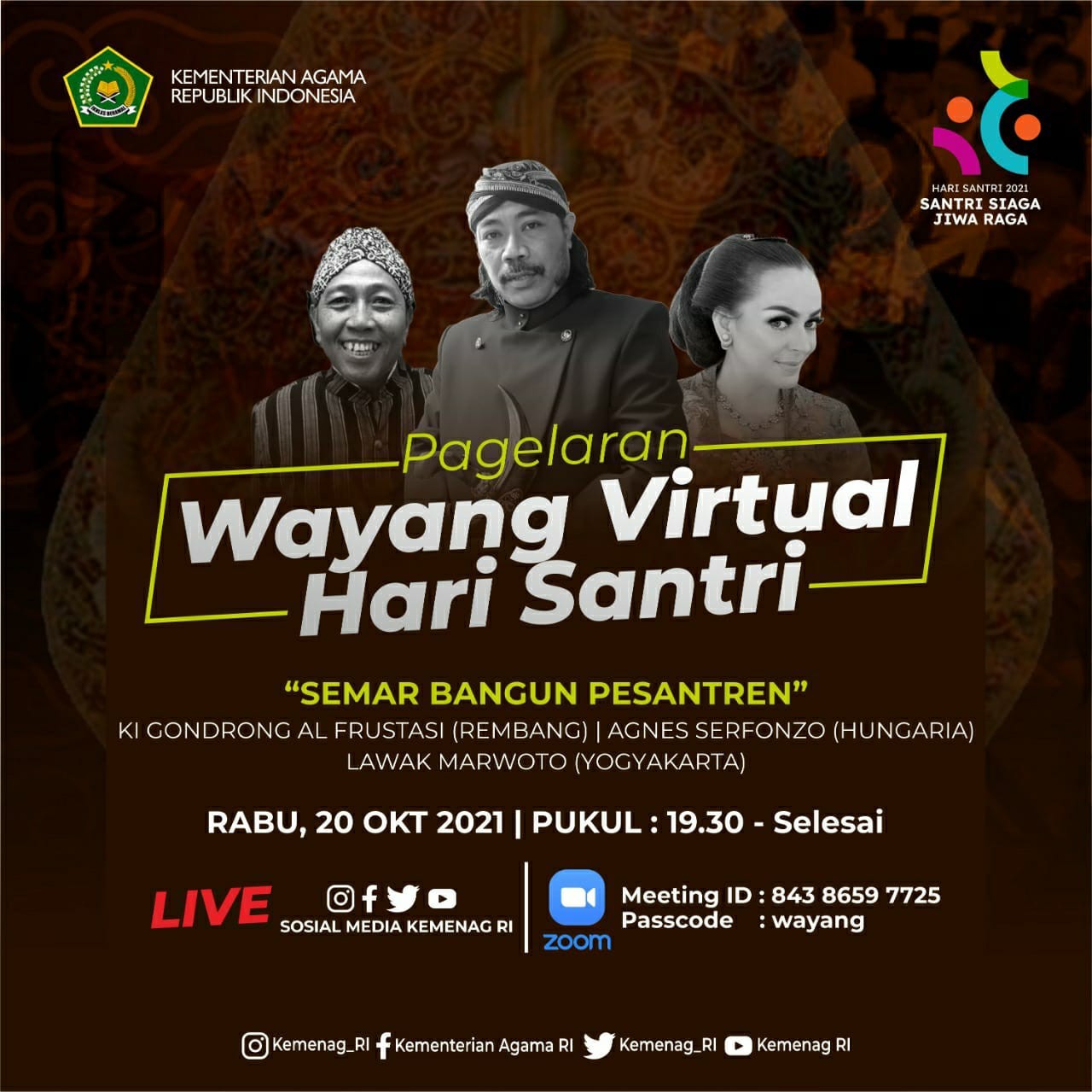 Hari Santri 2021, Kemenag Gelar Wayang Virtual Semar Bangun Pesantren