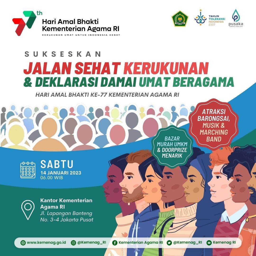 Serentak di Wilayah Indonesia, Kemenag Gelar Jalan Sehat Kerukunan dan Deklarasi Damai